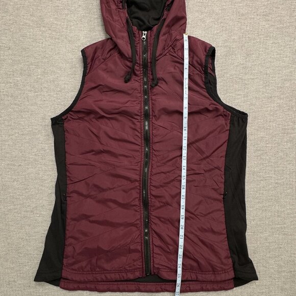 Lilac Bloom Womens Size L Burgundy Quilted Hooded Puffer Vest Full Zip Pockets - Picture 12 of 16